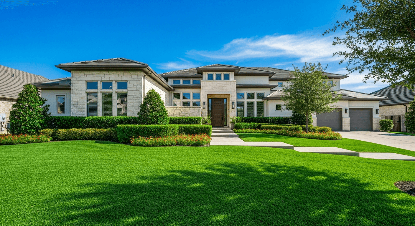 Perfectly manicured lawn in Dallas suburbs